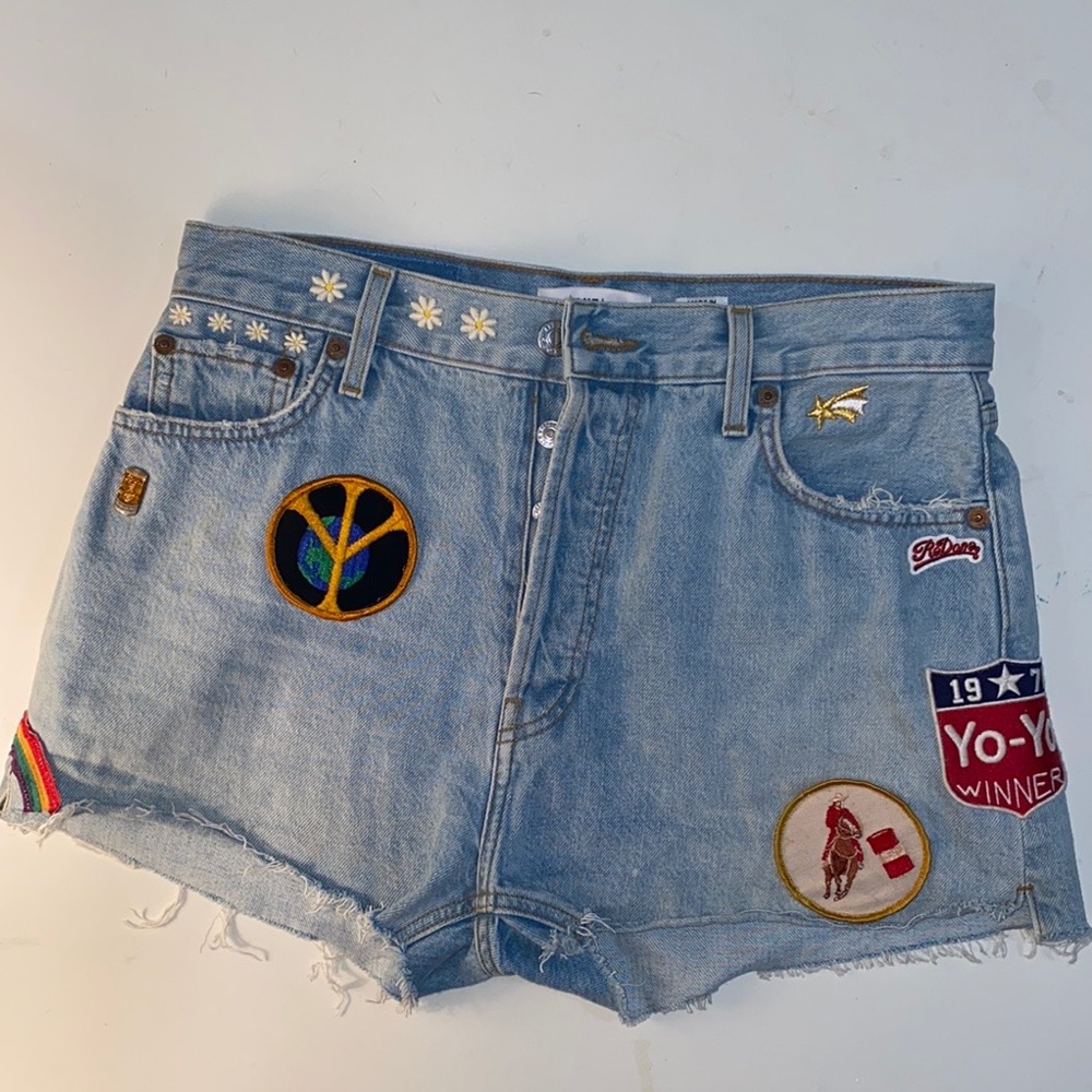 RE/DONE Jean Shorts with Patches, size 26, NWOT